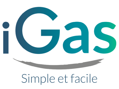Logo iGas, fournisseur de gaz propane en Wallonie, avec le slogan Simple et facile.