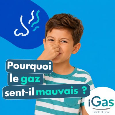 Enfant se pinçant le nez sur fond bleu, avec une icône évoquant une mauvaise odeur.